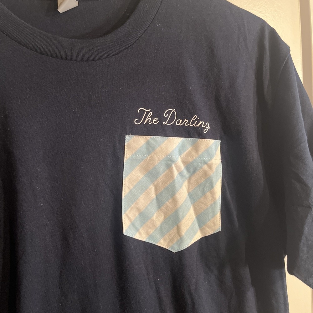 The Darling Oyster Bar Charleston SC NextLevel Blue Pocket Tshirt Size Medium